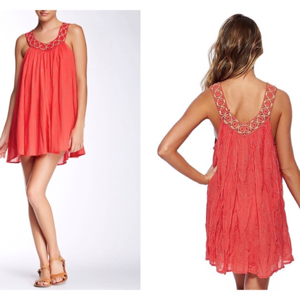 L Space White Falls Dress in Coral L